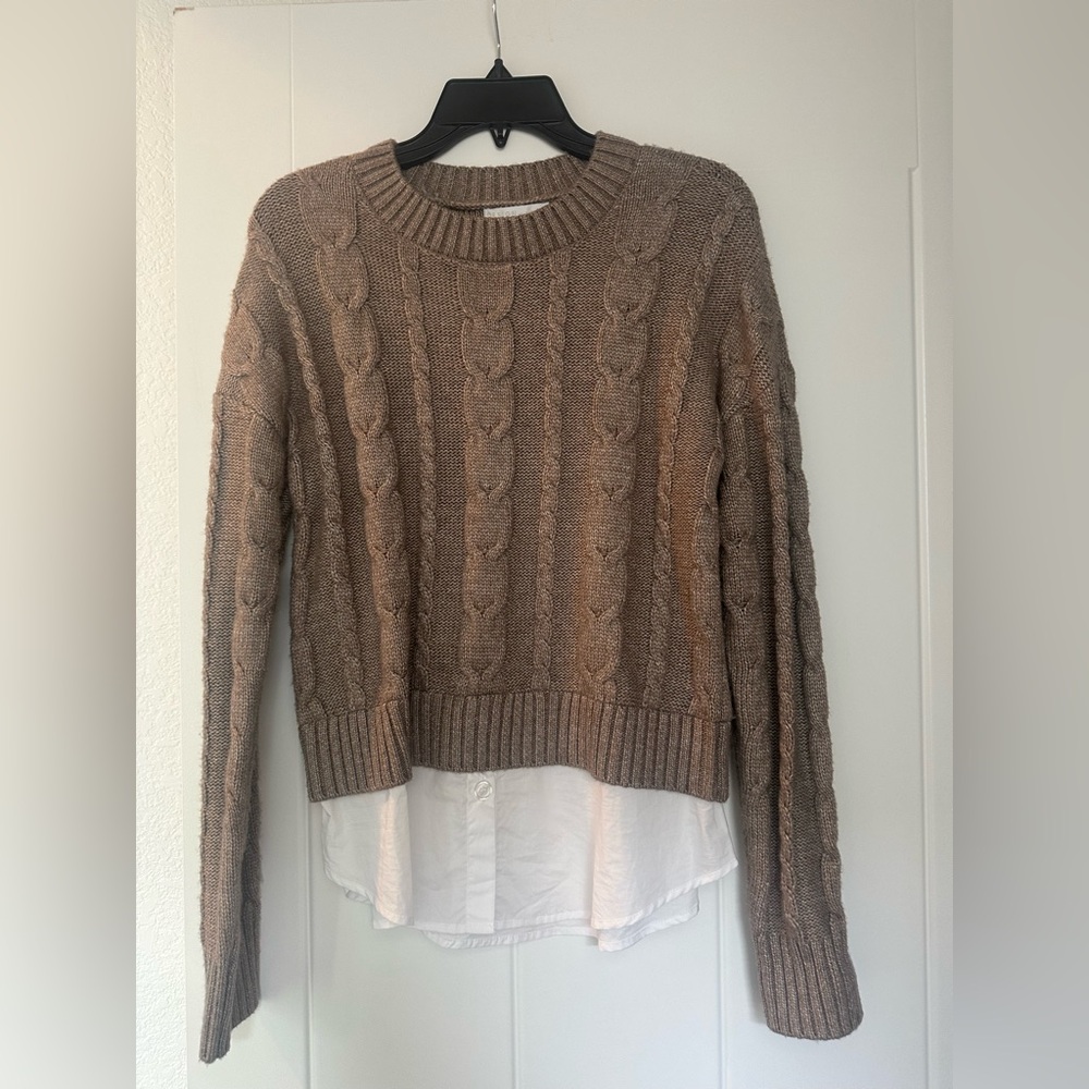 Design History Sweater with dress shirt detail underneath, size small